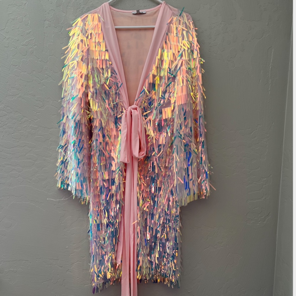 iridescent sequin robe
